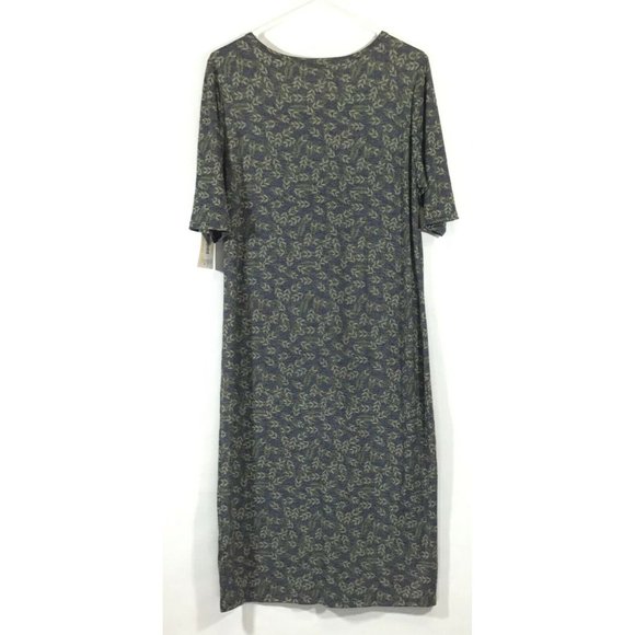 LuLaRoe Julia / Pencil Sheath Stretch Dress / Blue Green Floral Fern / Size XL - Picture 4 of 5
